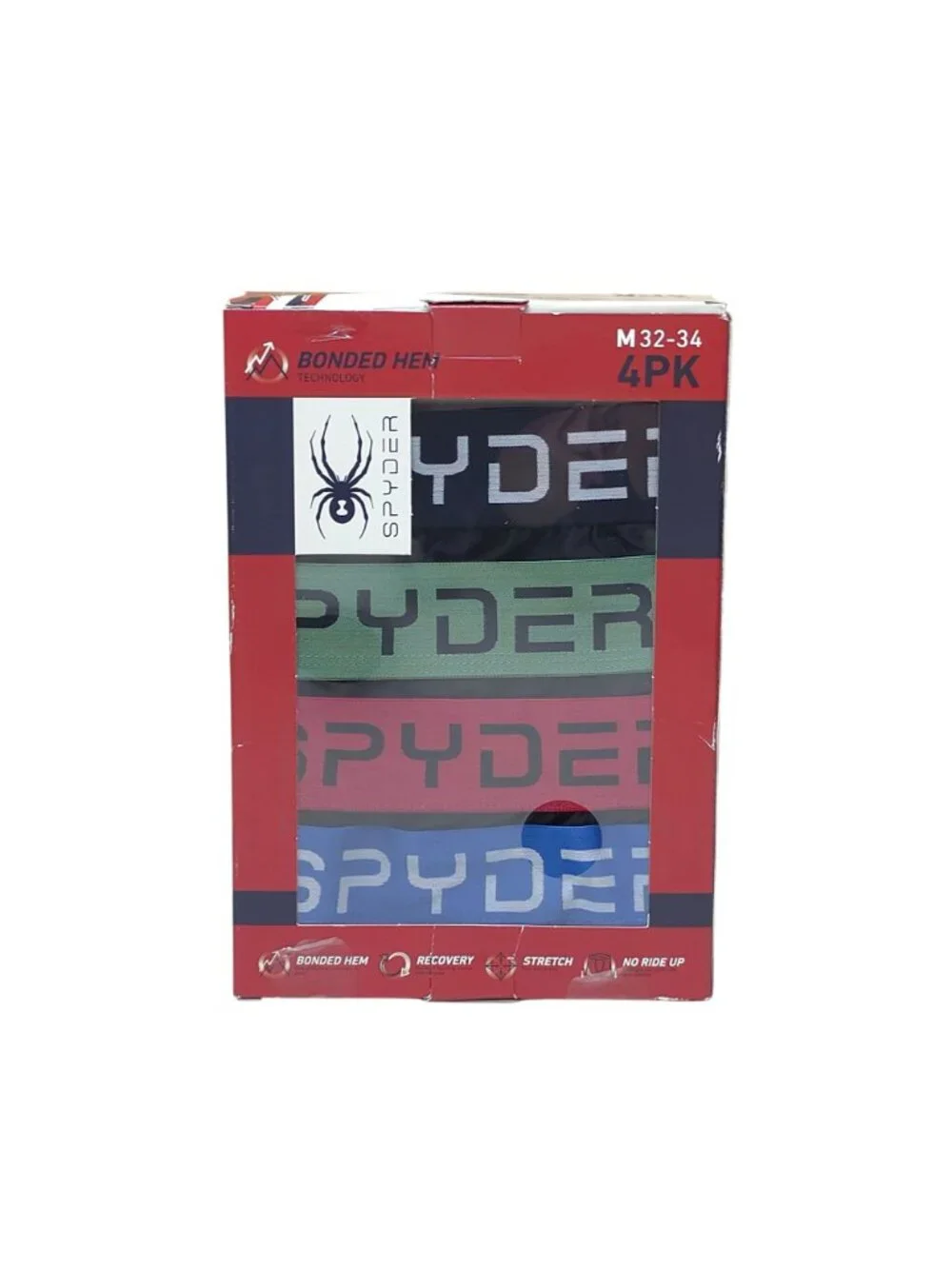Spyder Mens Bonded Technology Boxer Briefs 4-Pack M 32-34 Stretch No Ride Up